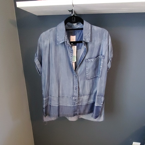 NWT blue denim button up shirt - Picture 3 of 4